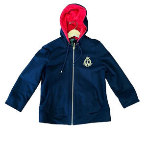 Lauren Ralph Lauren kids medium Zip Up Hoodie Sweater Jacket Blue Embroidered